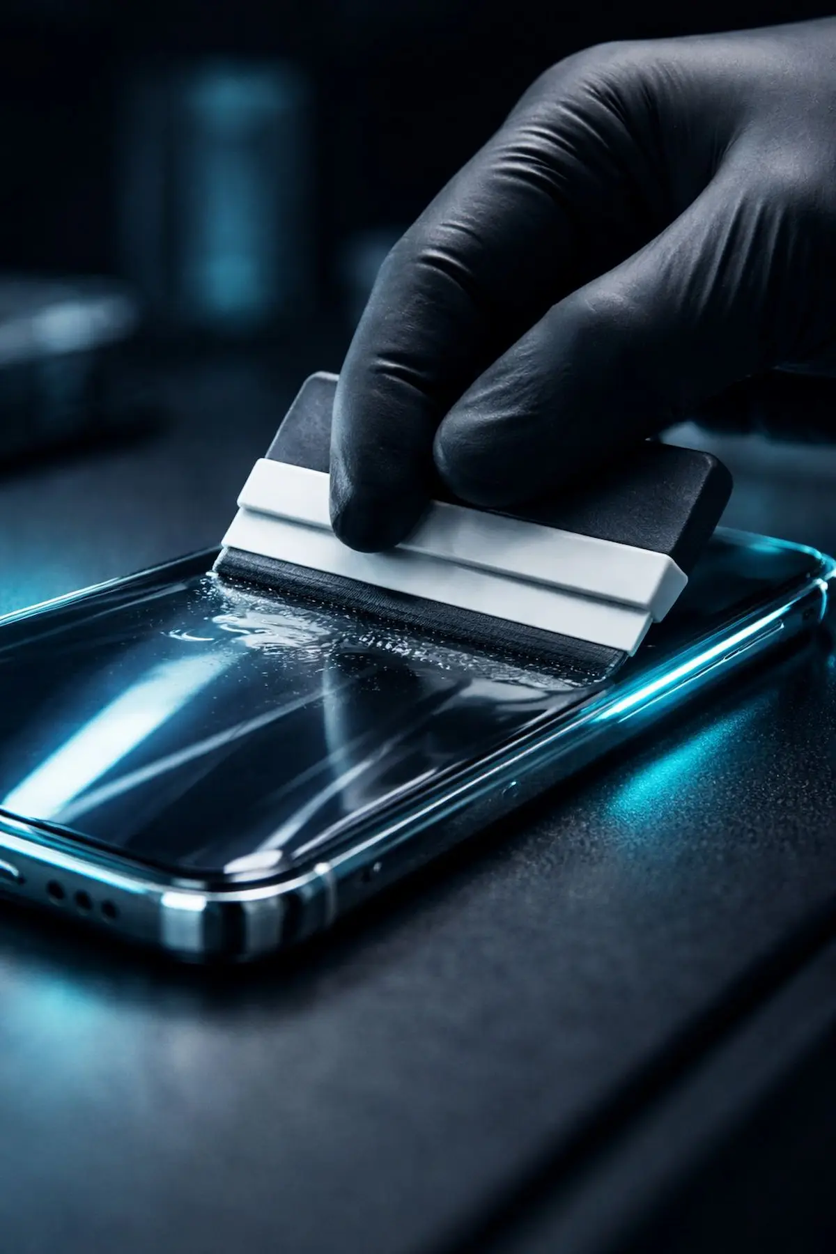 Процесс нанесения гидрогелевой бронеплёнки